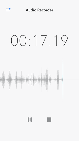 Audio record page of app on iPhone